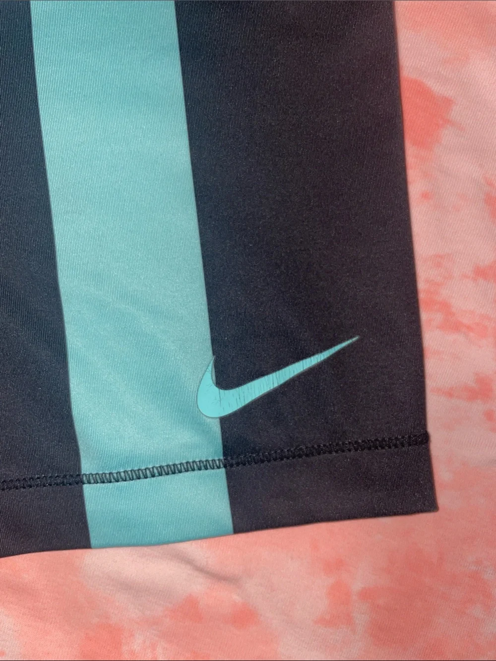 Nike Black and Teal Striped Dri-Fit Pro Compression Shorts